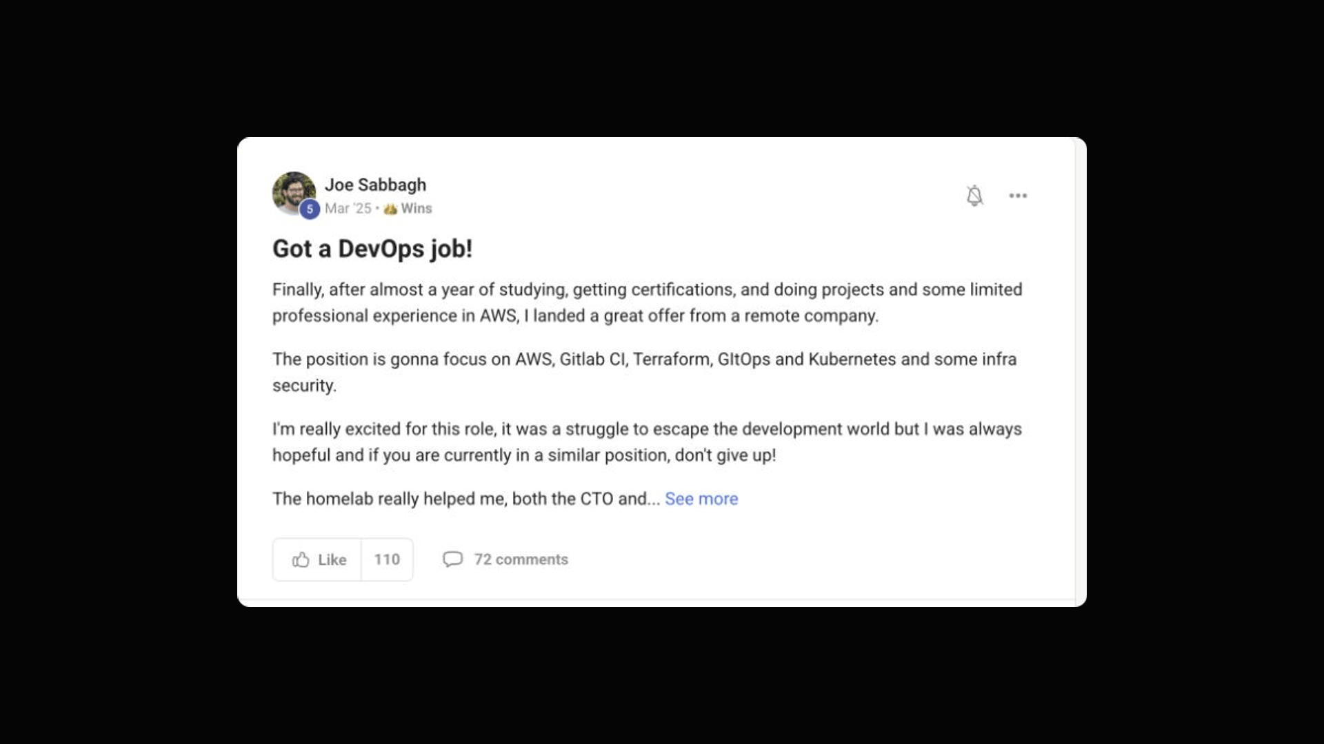 Joe Sabbagh: Got a DevOps job